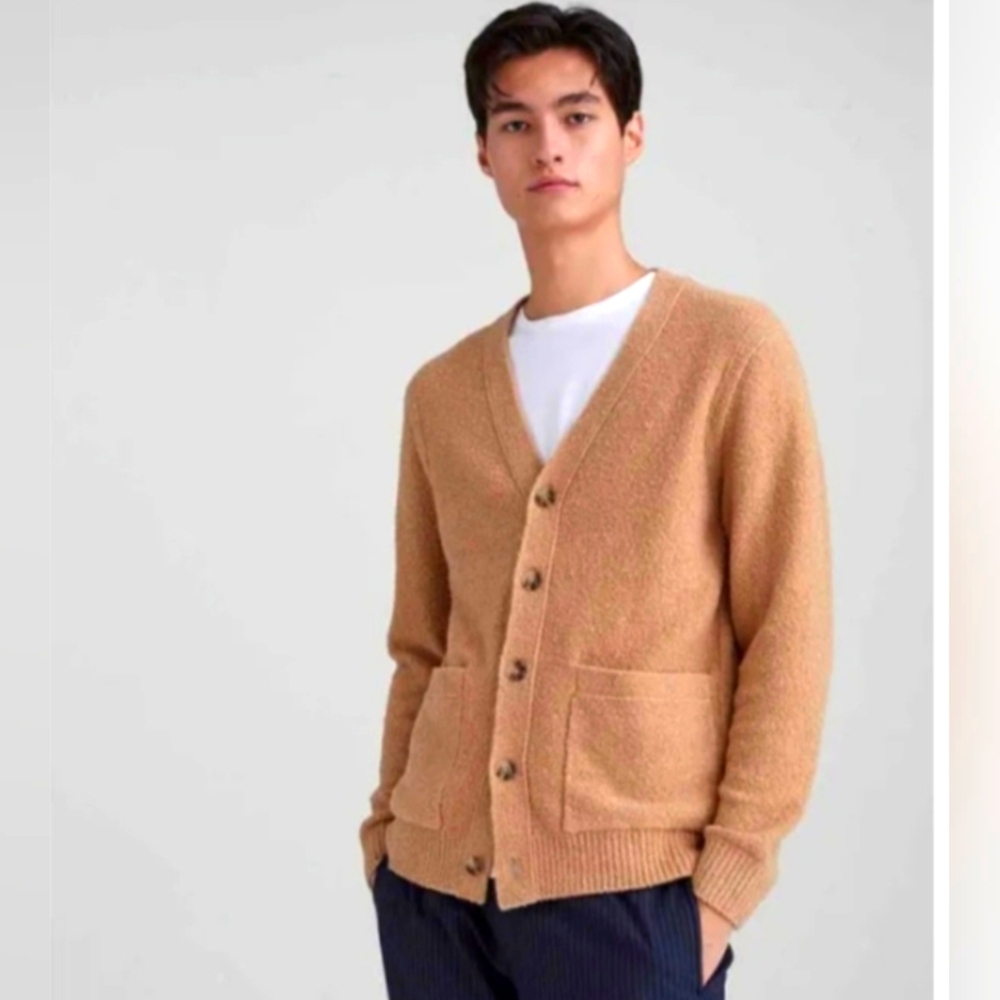 Club Monaco V Neck Button Front Cardigan Sweater Camel Unisex Sz M